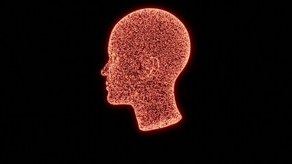 3D illustration of abstract sci-fi bright neon Virtual Human Head.