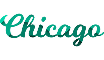 Chicago caligraphic typographic poster. T-shirt tourism Design. Template for poster, print, banner, flyer. Concept for print production. 