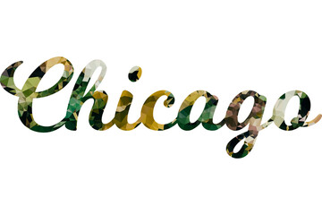 Chicago caligraphic typographic poster. T-shirt tourism Design. Template for poster, print, banner, flyer. Concept for print production. 