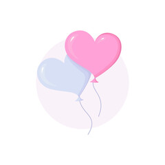 Fototapeta na wymiar two balloons in cartoon style on a gray circle background