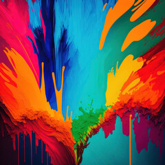 Exploding liquid paint in rainbow colors with splashes generative ai - obrazy, fototapety, plakaty