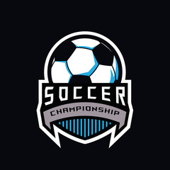 Vector soccer football championship logo design premium vector