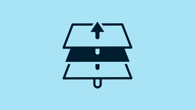 Blue Layers icon isolated on blue background. 4K Video motion graphic animation