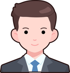 Business man boy avatar User person people necktie suit Flat Sticker Black Style