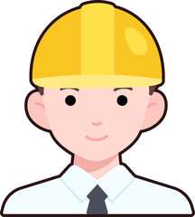 Engineering man labor avatar User person necktie safety helmet Flat Sticker Black Style