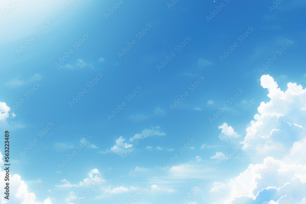 Wall mural blue sky background with sunlight. illustration graphic design generative ai.