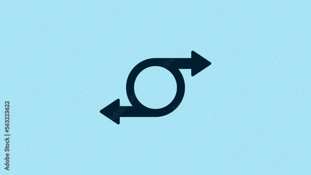 Poster blue arrow icon isolated on blue background. direction arrowhead symbol. navigation pointer sign. 4k