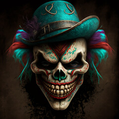 Joker skull clown - obrazy, fototapety, plakaty