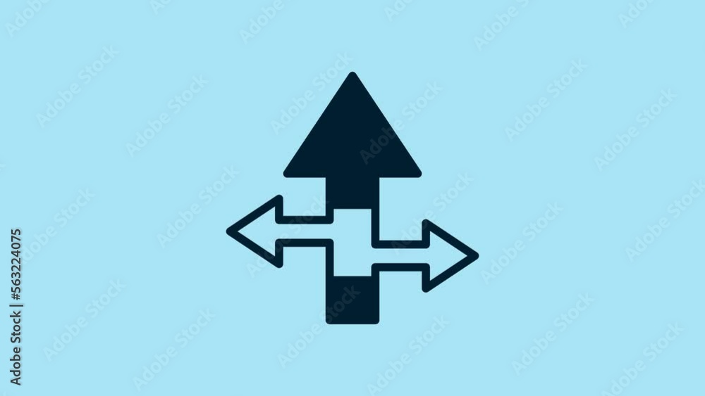 Poster blue arrow icon isolated on blue background. direction arrowhead symbol. navigation pointer sign. 4k