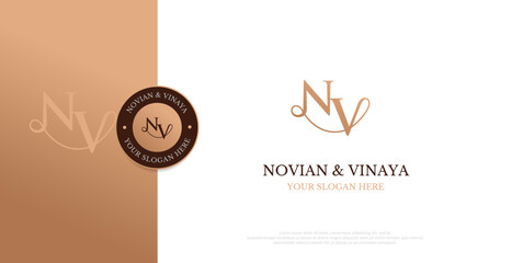 Wedding Logo Initial NV Logo Design Vector