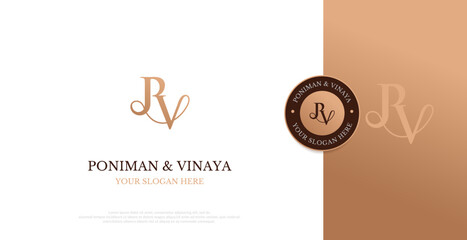 Wedding Logo Initial PV Logo Design Vector
