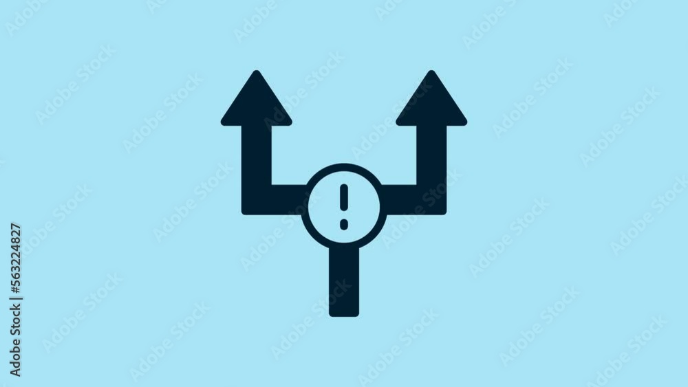 Poster blue arrow icon isolated on blue background. direction arrowhead symbol. navigation pointer sign. 4k