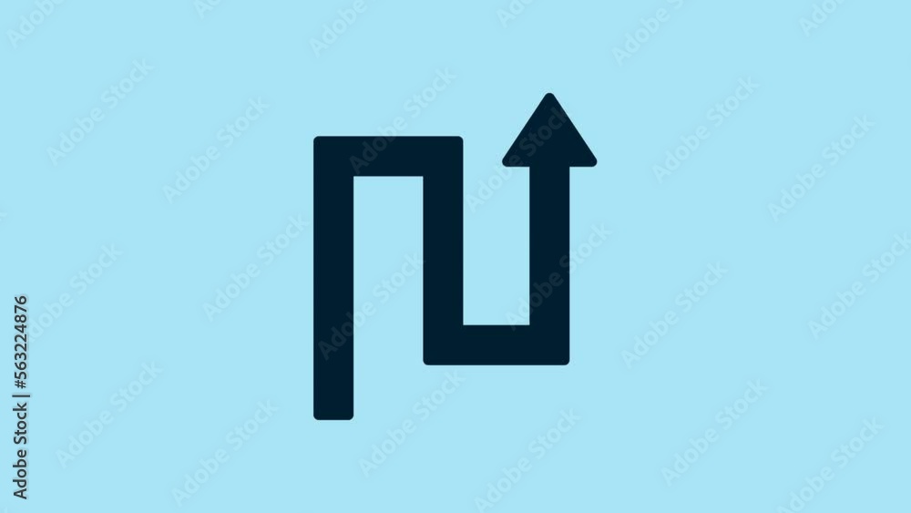 Poster blue arrow icon isolated on blue background. direction arrowhead symbol. navigation pointer sign. 4k
