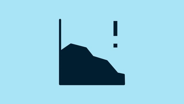 Blue Financial growth decrease icon isolated on blue background. Increasing revenue. 4K Video motion graphic animation