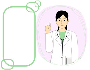 A female doctor, veterinarian giving a piece of advice with speech balloon