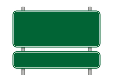 Blank green road sign isolated and transparent. Write your text on the board.