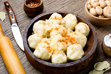 Potato dumplings with mushrooms, knedliki