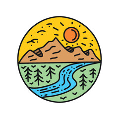 Vintage Mountain Logo Emblem Vector Design badge illustration Symbol Icon