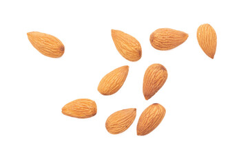 Almond nuts isolated on white background.
