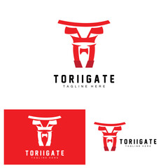 Torii Gate Logo, Japanese History Gate Icon Vector, Chinese Illustration, Wooden Design Company Brand Template