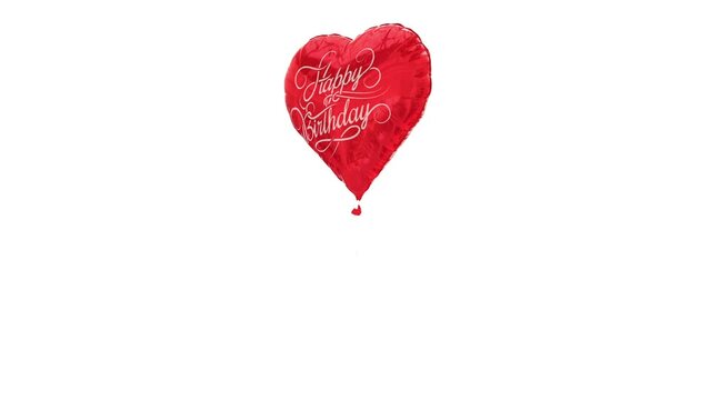 Happy Birthday. Valentine's Day. Love. Anniversary. Helium Balloon. Loop Animation.  With Alpha Matte Channel and Green Background.