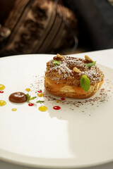 dessert cake donuts in a white plate
