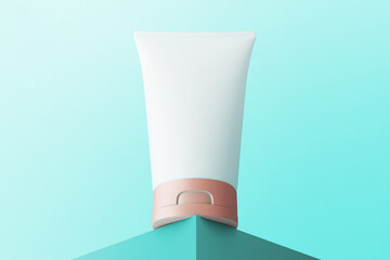 Facial skin care cosmetic cream tube product packaging mockup with pink cap