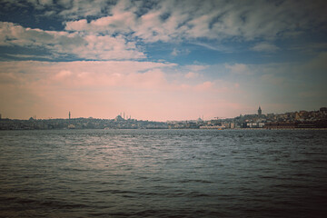 sunset over the bosphorus strait