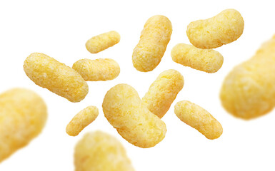 Flying delicious sweet corn sticks cut out