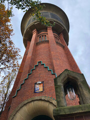 Old brick water tower in Europe 