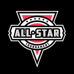 All star game logo, emblem on a dark background. Vector illustration.