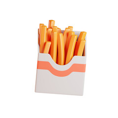 French Fries in a Box 3D Illustration