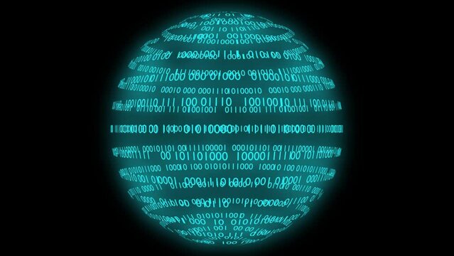 Filmato. Illustrazione 3D. Sfondo mondo digitale. Sequenza di zero e uno concetto di connessione globale tra persone, social network, e dispositivi informatici.
