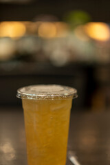 glass of honey lemon on the table