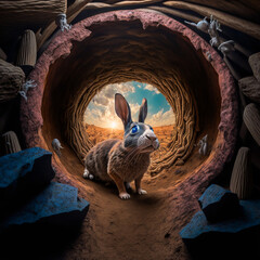 Rabbit in Acidland, Generative AI, Illustration