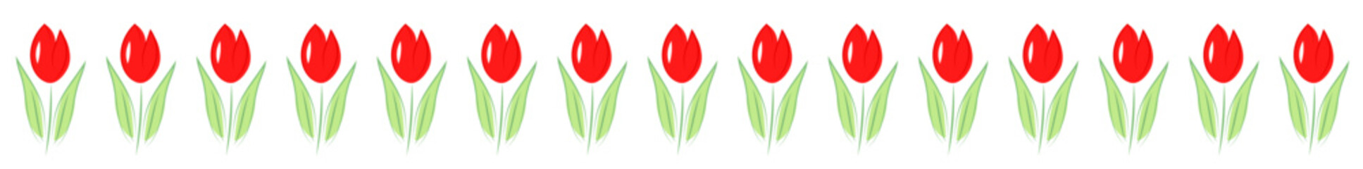 Dekoracyjna linia z czerwonych tulipanów