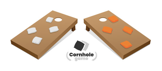 cornhole game with board and bag