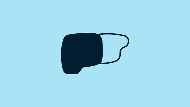 Blue Human organ liver icon isolated on blue background. 4K Video motion graphic animation