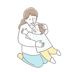 子供を褒めるお母さん