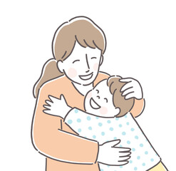 子供を褒めるお母さん