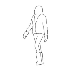 Girl in winter clothes, mittens, moon rovers. Silhouette. Vector stock illustration eps10