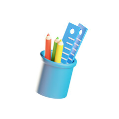 Pencil and Ruler in Holder for Education