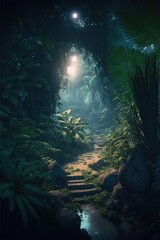 Obraz premium Jungle or forest illustration. Generative AI