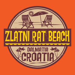 Abstract stamp or emblem with the name of Zlatni Rat Beach, Croatia, vector illustration