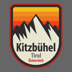 Abstract stamp or emblem with the name of Kitzbuhel, Austria, vector illustration