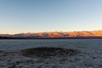 Landscape shot of the Badwater area in Death Valley, Ca., around sunrise.