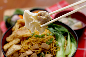 food noodles with chicken and vegetables