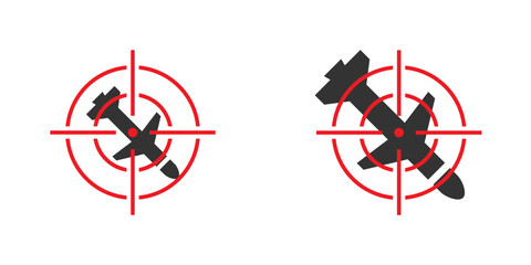 Cruise missle target icon. Air defense symbol. Vector illustration. - obrazy, fototapety, plakaty