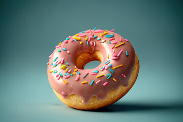 A Donut With Suger Sprinkles and Chocolate, Copy Space, Generative Ai