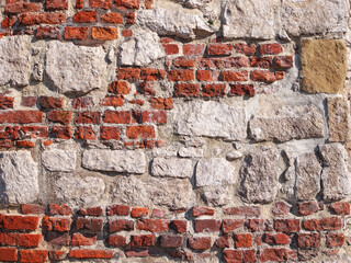 Old stone and brick wall texture, vintage background